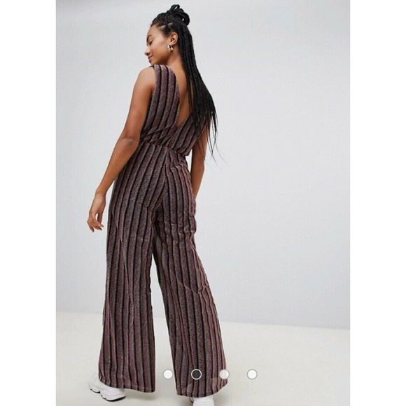 Glamorous Stripe Metallic Jumpsuit 2 Pink Gold - Picture 3 of 8